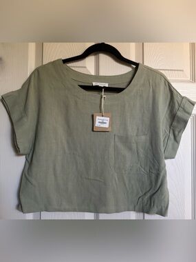 NWT Blu Pepper Linen Sage Crop Top, Various Sizes